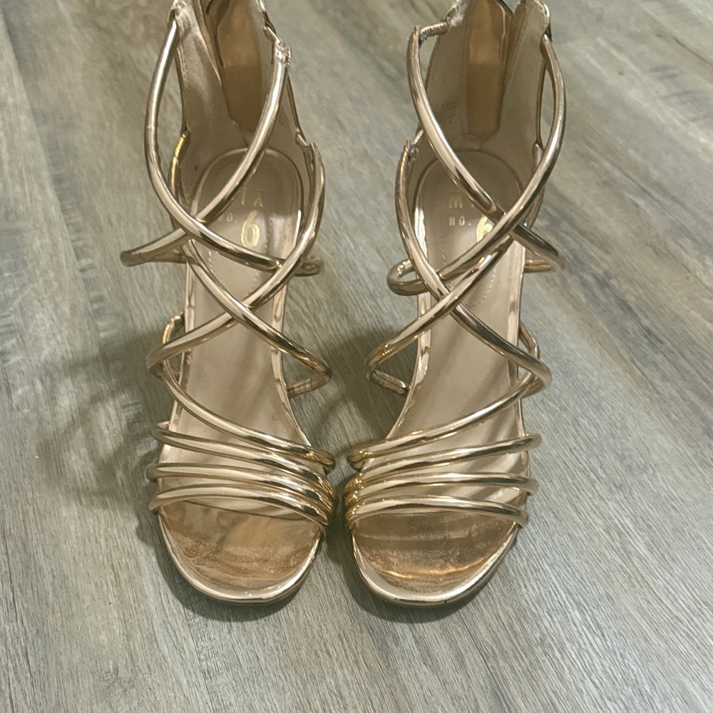 Elegant Rose Gold Strappy Heels